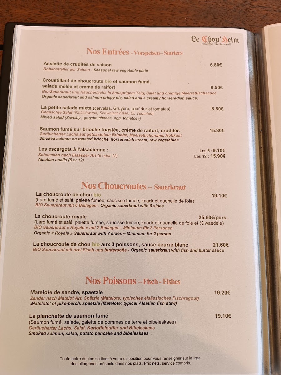 Menu Auberge Le Chou'heim-10