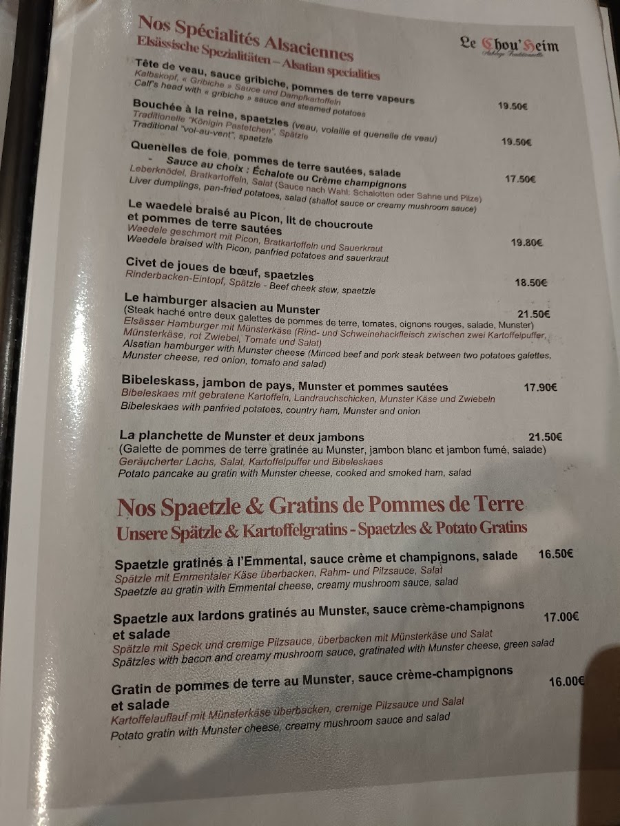 Menu Auberge Le Chou'heim-4