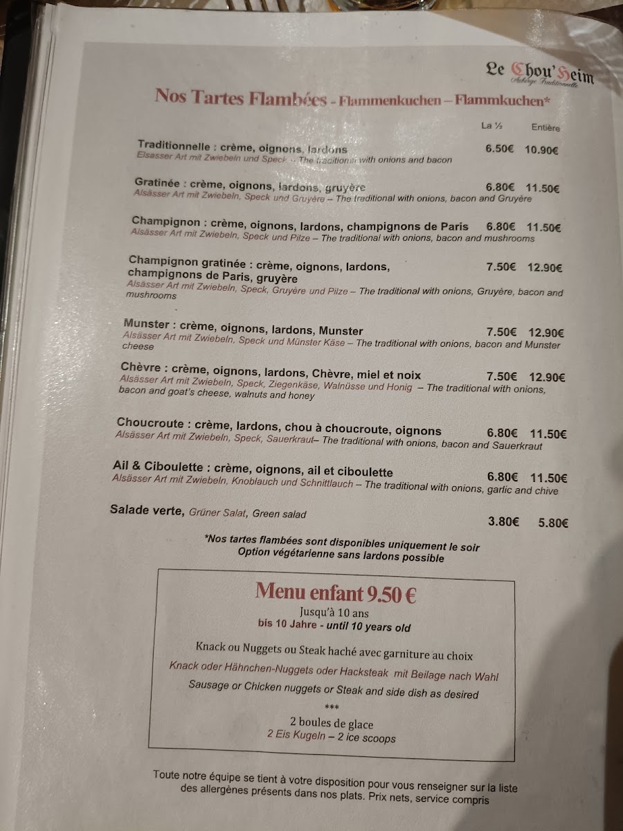 Menu Auberge Le Chou'heim-7
