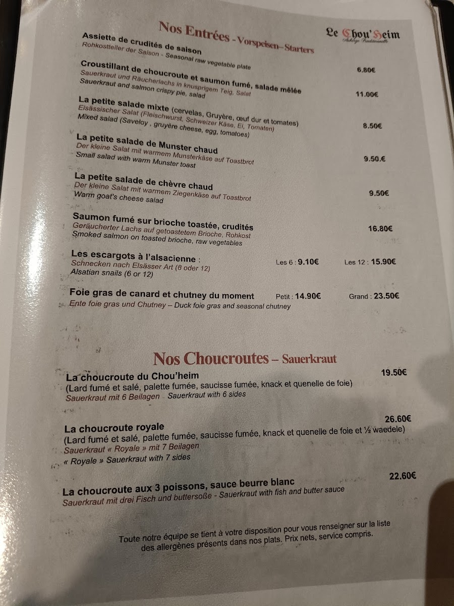 Menu Auberge Le Chou'heim-8